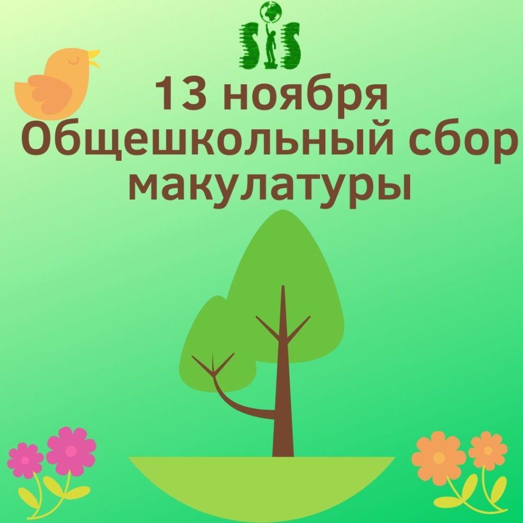 13 ноября Общешкольный сбор макулатуры